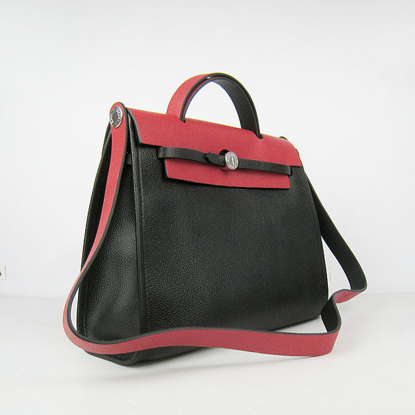 7A Replica Hermes Black/Red Kelly 32cm Togo Leather Bag 60667 - Click Image to Close